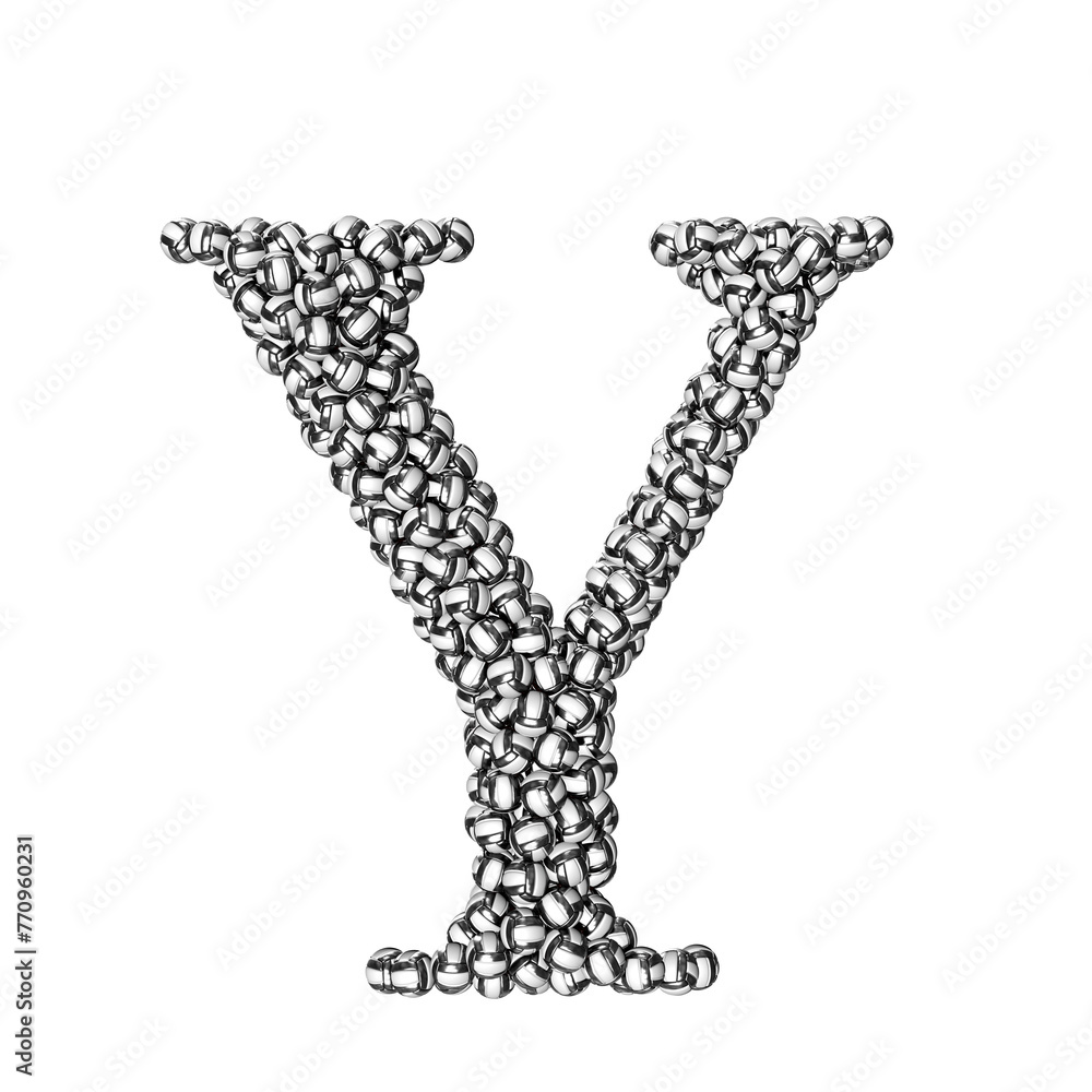 Symbol made of black volleyballs. letter y Symbol made of black volleyballs. letter y