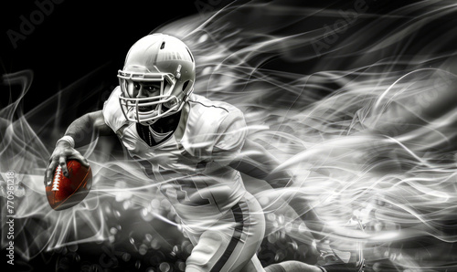 Creative black and white professional sport photo of a football player