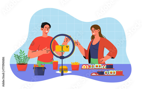 Food blogger vector concept