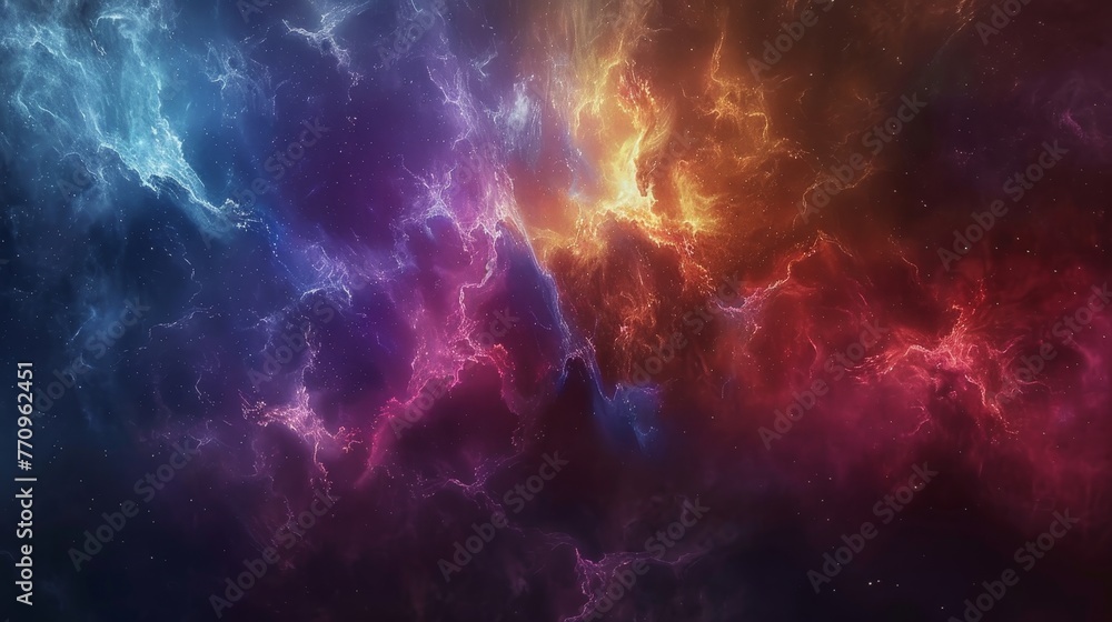 A colorful space background with a red and blue swirl. The colors are vibrant and the swirls are dynamic
