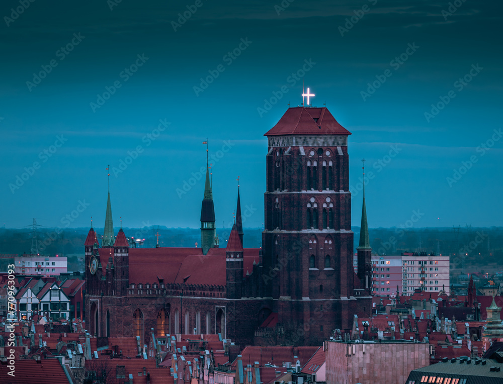 St. Mary church in Gdansk at evening 