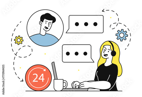 Hotline operator vector doodle