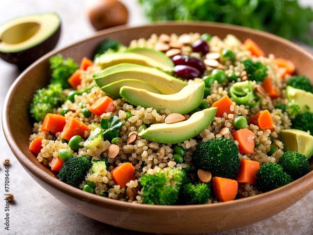Delicious and Healthy Quinoa Salad with Vegetables and Avocado Delicious and Healthy Quinoa Salad with Vegetables and Avocado