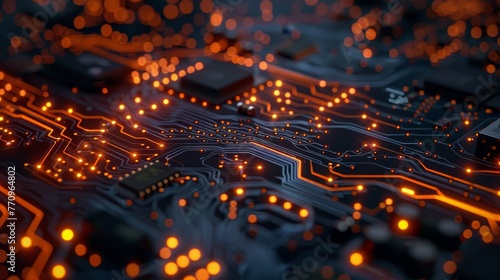 A close up of a circuit board with many small lights on it