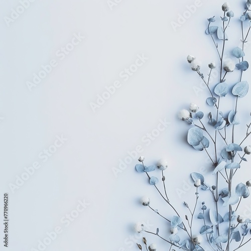 light blue cotton background close-up on a white background with space for text.