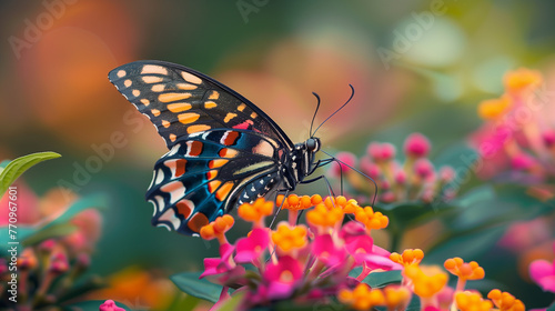 beautiful colorful butterfly on a flower in the garden