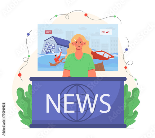 Woman news reporter vector