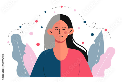 Old young woman vector