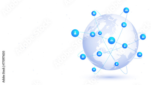 People network white vector poster