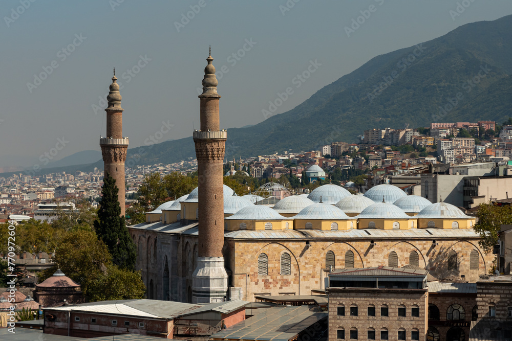 Naklejka premium Bursa Grand Mosque or Ulu Cami is the largest mosque in Bursa , It was built by the Ottoman Sultan Bayezid I. between 1396 and 1400
