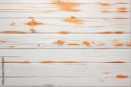 White and orange wood wall wooden plank board texture background with grains and structures and scratched