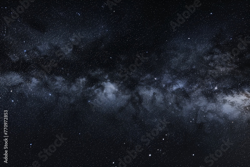 Starry night sky, full of stars, deep black background, long exposure photography photo