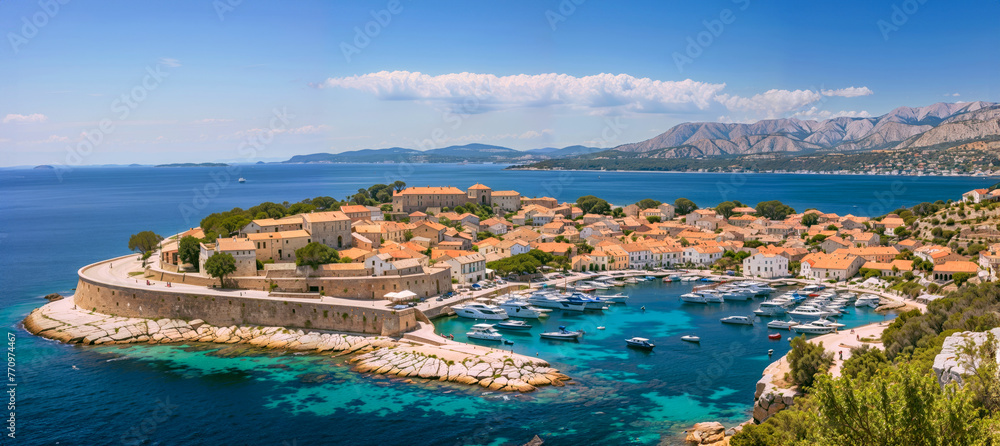 The harbor of the old Adriatic island town of Hvar.