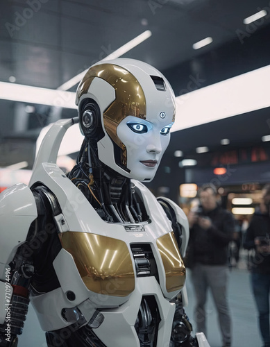 Icona dell'evoluzione: robot umanoide riflette il progresso dell'IA che plasma il nostro futuro tecnologico. photo
