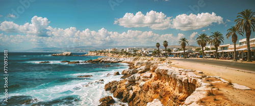 View of coastline of Cyprus beach. © AlenKadr