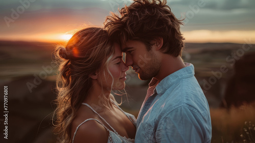 Young couple embracing at sunset © SashaMagic