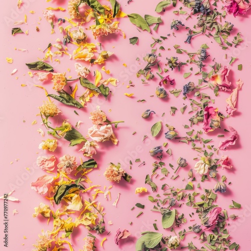 leaves dry flowers of herbal tea background. © Yahor Shylau 