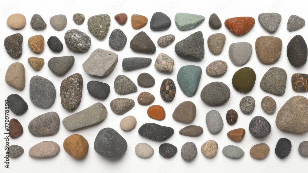 Set of sea pebbles isolated on white background with clipping path Set of sea pebbles isolated on white background with clipping path