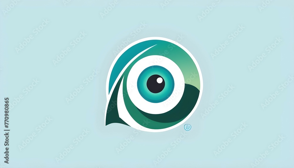Design a logo featuring an eye-shaped letter U holding a website icon, in a calming blue and green palette. Design a logo featuring an eye-shaped letter U holding a website icon, in a calming blue and green palette.