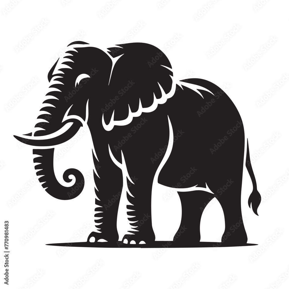 Fototapeta premium Vintage Elephant Silhouettes, Elephant Silhouettes PNG, Vintage Elephant Illustration, Retro Elephant Silhouettes, Classic Vector Artwork 