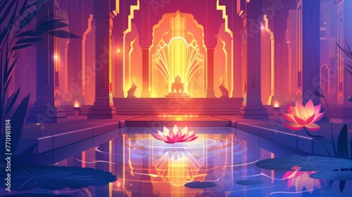 Sacred Jain Temple Aglow with Symbol of Ahimsa