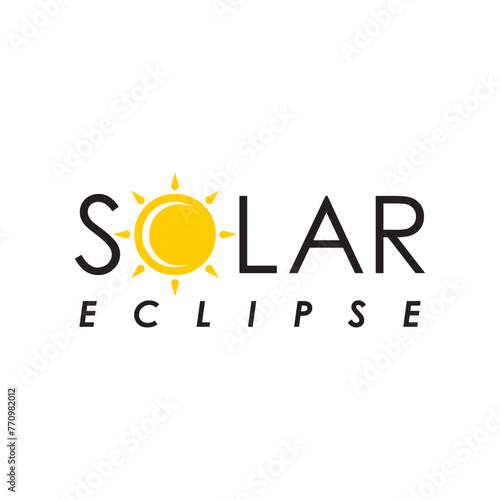 solar eclipse text logo design vector flat