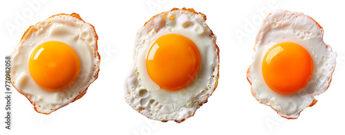 fired egg top view isolated background