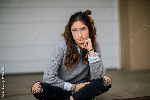 woman sitting on the floor