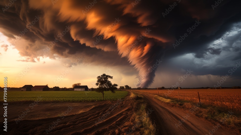 Catastrophe Tornado Devastates Fields in a Twirl 