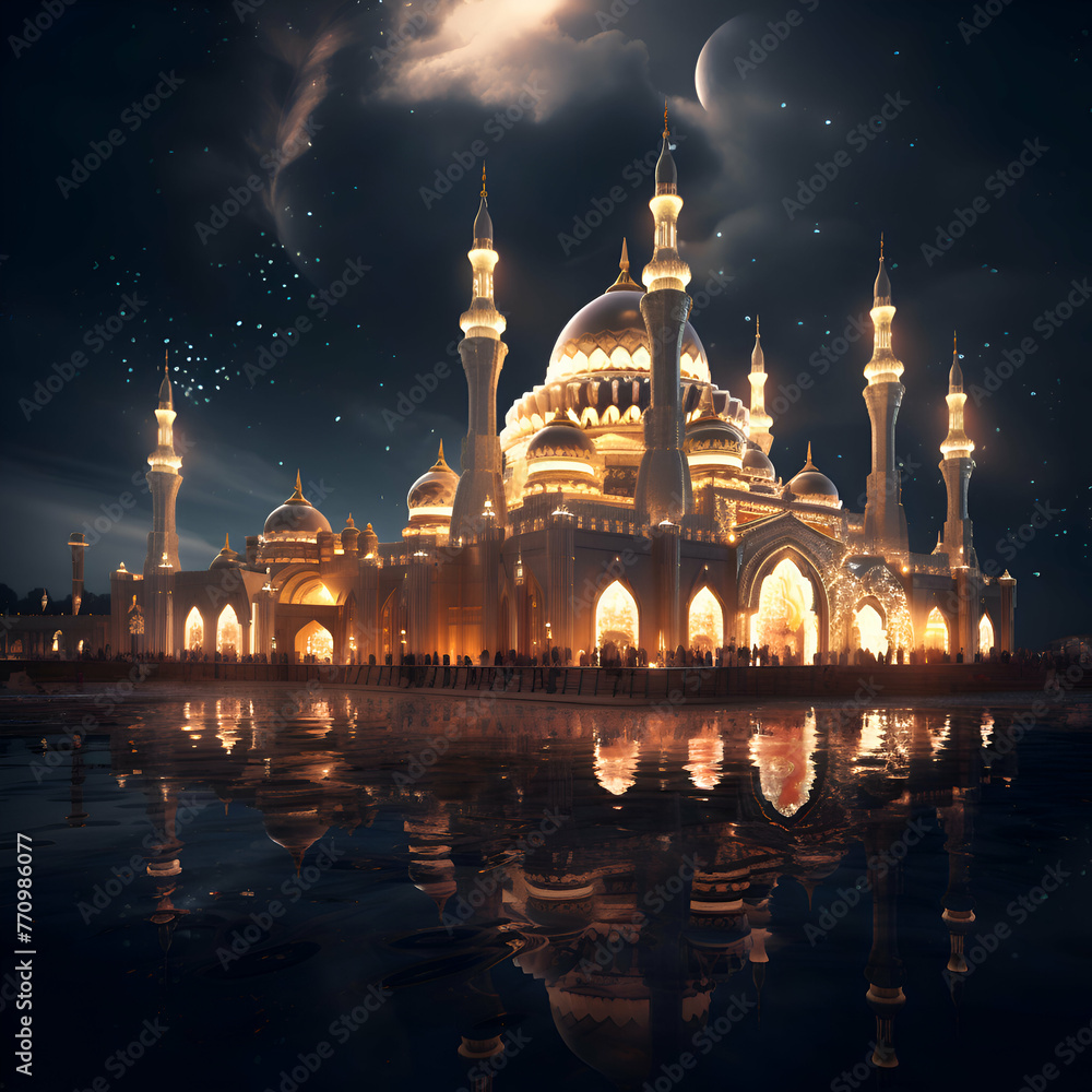 Night view of Grand beautiful Mosque