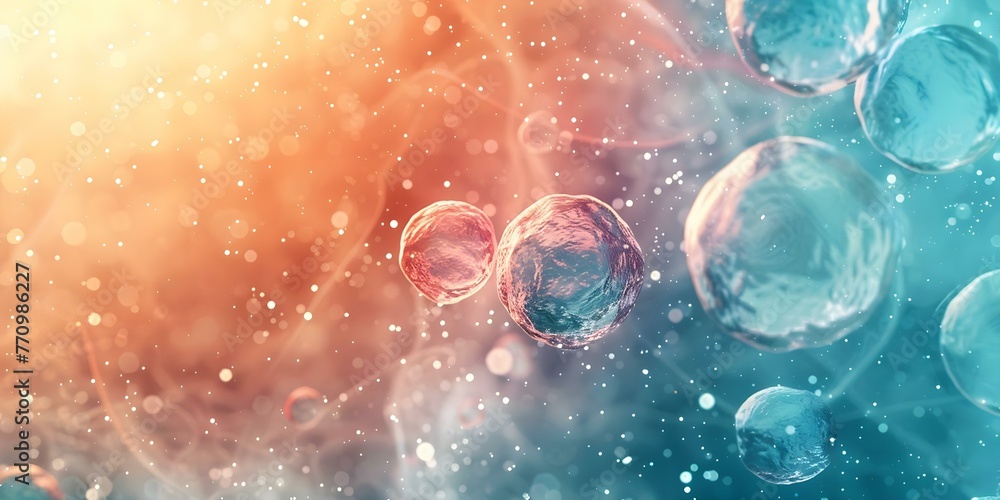 Microscopic view of body cells undergoing cellular therapy regeneration ...