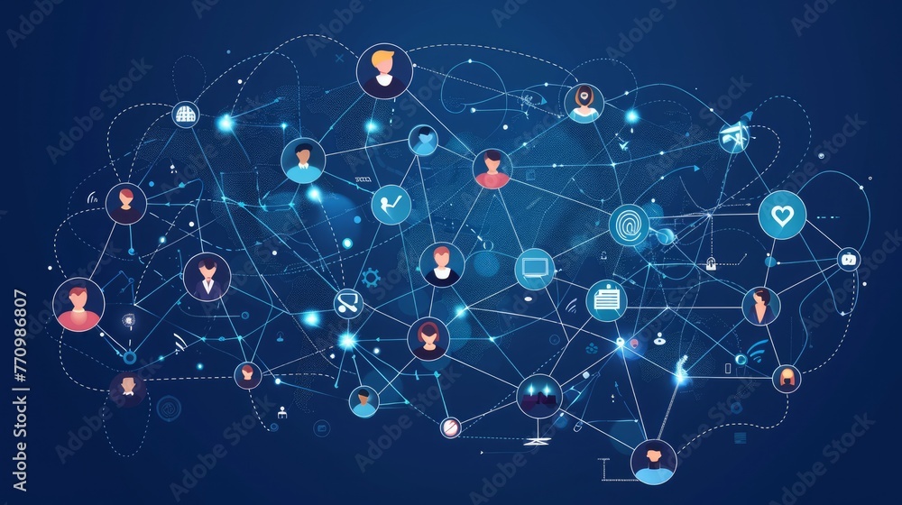 A conceptual illustration showcasing people connected on a social network