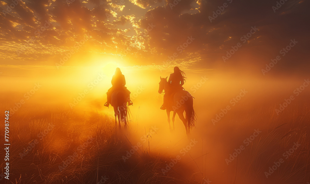 beautiful horses in a impressive beath taking landscape, generative ai beautiful horses in a impressive beath taking landscape, generative ai