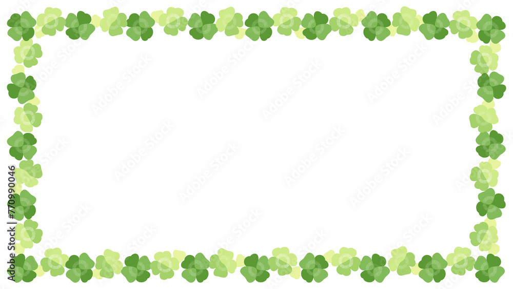 四つ葉のクローバーの四角い囲みラインフレーム、アスペクト比16:9