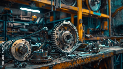 A detailed view of a disassembled automatic transmission gear