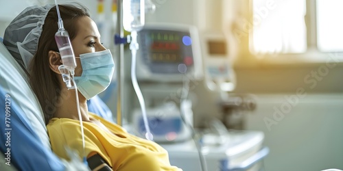 Patient receiving immunotherapy treatment harnessing bodys immune system to combat diseases. Concept Immunotherapy, Cancer Treatment, Immune System Support, Disease Therapy, Patient Care