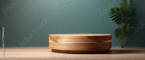 wood podium for display product. Background for cosmetic product branding, identity and packaging inspiration
 photo