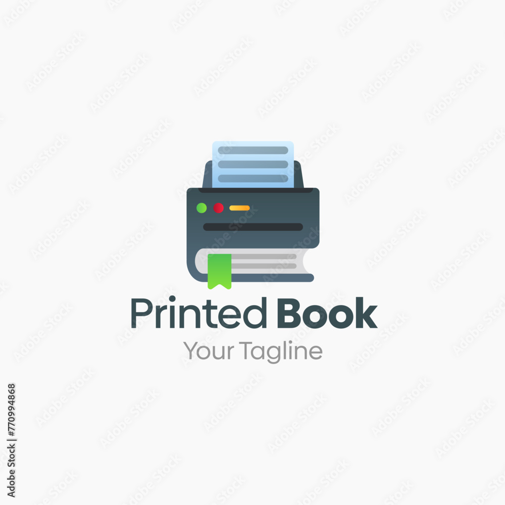 Illustration Vector Graphic Logo of Printed Book. Merging Concepts of a Book and Printer Good for Education, Course, Learning, Academy etc Illustration Vector Graphic Logo of Printed Book. Merging Concepts of a Book and Printer Good for Education, Course, Learning, Academy etc