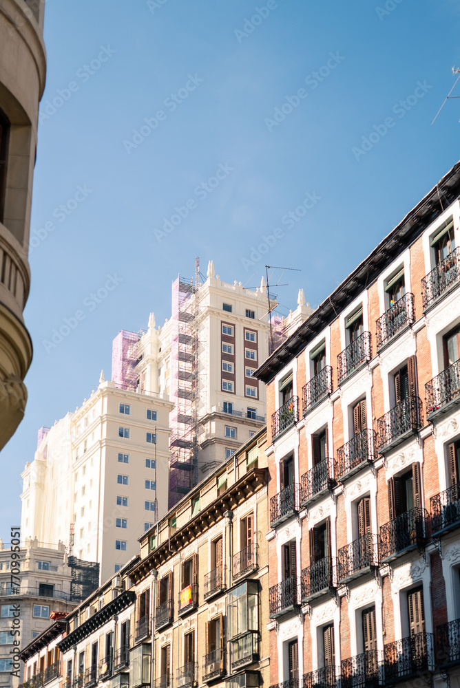 The traditional architecture of the historic buildings of Madrid The traditional architecture of the historic buildings of Madrid