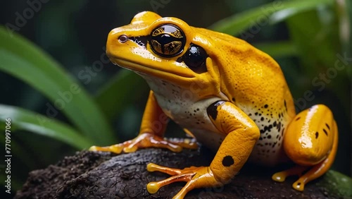 Beautiful yellow frog in nature tropical photo