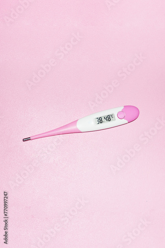 Photo of clinical thermometer with fever sick/ill celcius degrees 