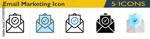 Email Marketing icon with 5 styles (outline, color lineal, color outline, solid and color)