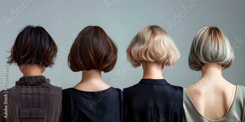 Layered Bob Haircuts: Back View Details and Styling Tips for Different Textures. Concept Short Hair Maintenance, Styling Techniques, Hair Care Tips, Expert Advice photo