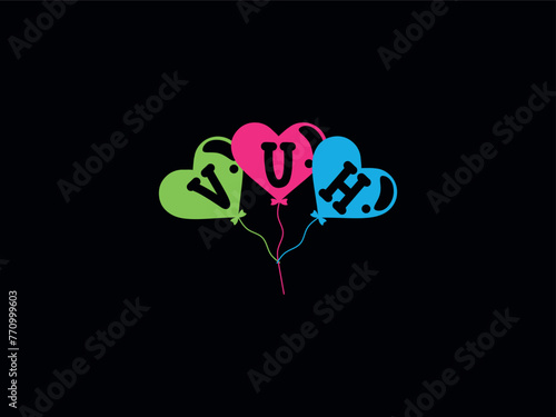 Unique Letter VUH Love Heart Logo photo
