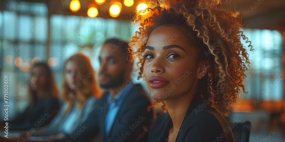 Diverse group of business professionals discussing financial data in a modern meeting room. Concept Business Professionals, Financial Data, Modern Meeting Room, Diverse Group