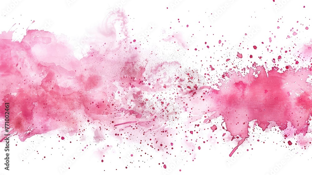 Texture of Light Pink Watercolor Splashes on White Background