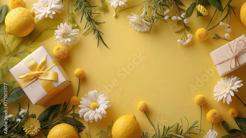 Fundo fotográfico amarelo do Dia das Mães para uso em design. Representação: amor materno, celebração, laços familiares, gratidão. photo