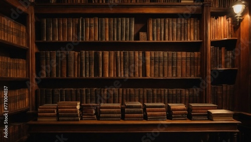 books on wooden shelves