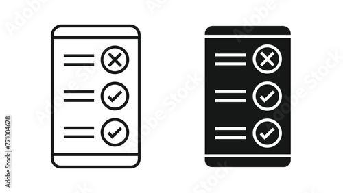 QCM Mobile Icon Design with Mobile Device and Quiz Elements