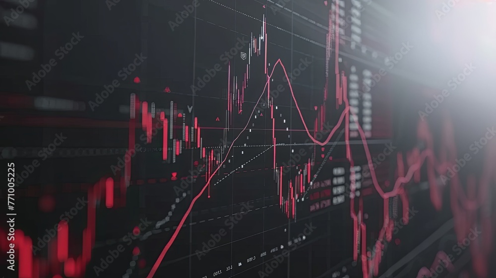 Fototapeta premium Image with economic graph and market data. Stock, market and trade concept. Can be used for advertising, marketing or presentation.